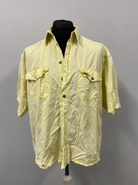 True vintage Chemisette Homme Gr. XL Jaune Chemise Décontractée Classic 13238