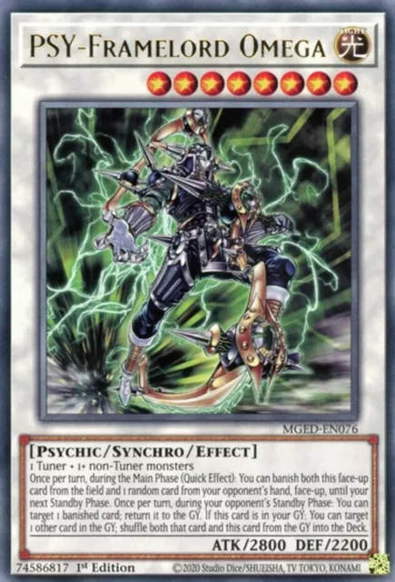Yugioh! PSY-Framelord Omega - MGED-EN076 - Rare - 1st Edition Near Mint, English