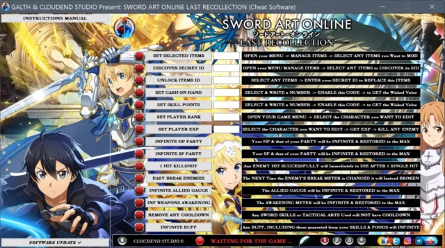 Sword Art Online Last Recollection Mod, Sao Cheats, Rare Weapons, Secret Id List