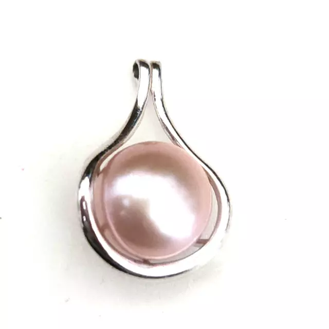 Rose Cultured Freshwater Pearl Sterling Silver Necklace Pendant