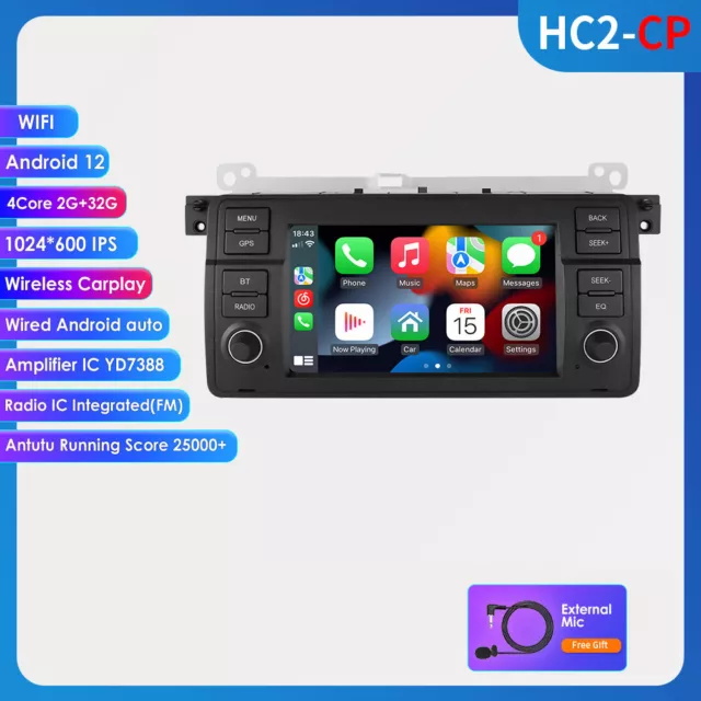 Android12 Apple Carplay Autoradio GPS RDS WiFi Für BMW 3er E46 M3 Rover 75 2+32G