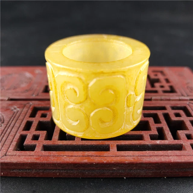 1Pcs Chinese Antique Jade Ring Xiangyun Jade Ring Trigger Finger