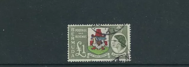 BERMUDA 1953-58 QEII HIGH VALUE Coat of ARMS (Sc 162 one pound) F/VF USED