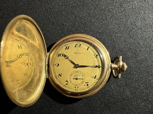 Walzgold Double 20 Mikron Uhr Wert GOLDENE ALPINA TASCHENUHR ca. 1925 - 20 Mikron Walzgold Double EUR 77