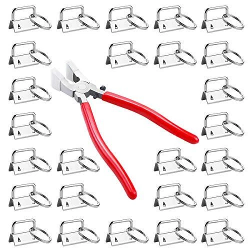 WYKOO Keychain Hardware Set - 40 Pcs 1 Inch Silver Key Fob Hardware with Key