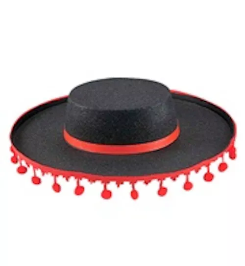 Flamenco Hut mit Bommeln aus Filz Samba Torero Spanier Kostüm 122514F13