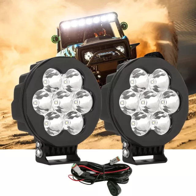 Slim 6 inch Pair LED Driving Lights Spot Round Work Offroad SUV Truck 4x4 Black