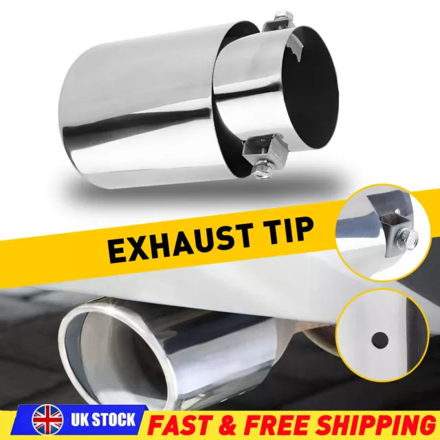 1x Car Universal Stainless Steel Exhaust Tail Throat Rear Muffler Tip Pipe Round