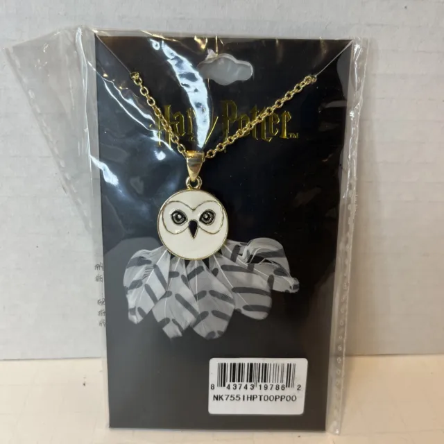 Harry Potter Necklace Hedwig Owl White Pendant Chain Warner Bros Wizards Movie