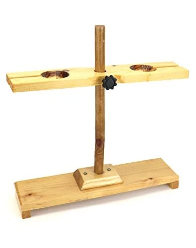 QWORK Funnel Stand Adjustable 2 Holes -2" ID Wooden Separating Funnel Stand H...