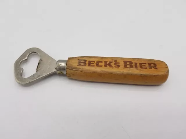 Collectible Becks Bier Wood Handle Beer Bottle Opener Made In Germany Vintage