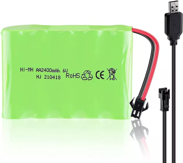 1 pièce batterie 6V Ni-MH 2400 mAh pour télécommande de voiture + câble USB