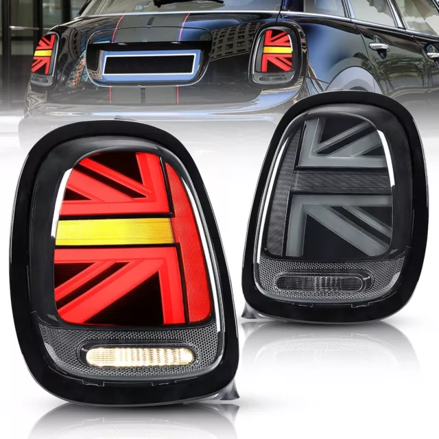 Pair Smoke LED Tail Lights For 2014-2023 BMW Mini Cooper F55 F56 F57 Brake Lamp