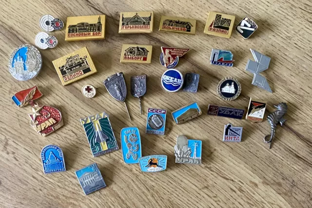 Vintage Soviet Union USSR Russian Pin Badges - Sold As Seen