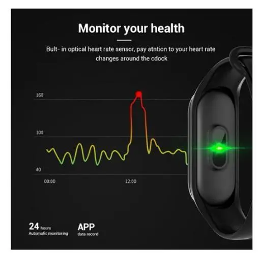 Bluetooth Smart Watch Fitness Tracker Sport Bracelet Montre Étanche Noir M4 3