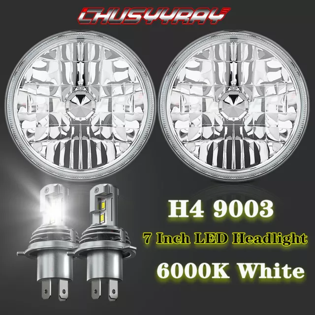 2X 7 Inch Round LED Headlights Hi/Lo Beam 6000K White For MG MGB 1969-1981