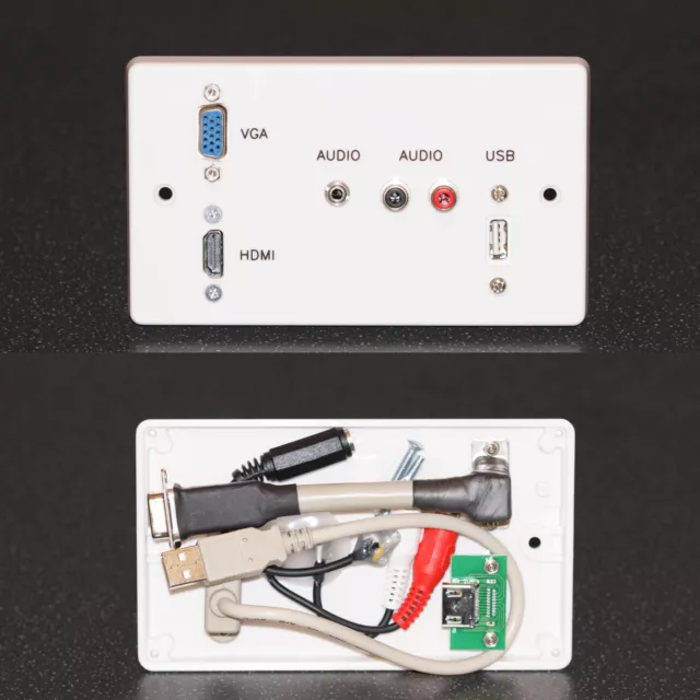 Av Placa de Pared & Caja. VGA, Audio Jack, Rca Phono & Usb. Opcional Cables A