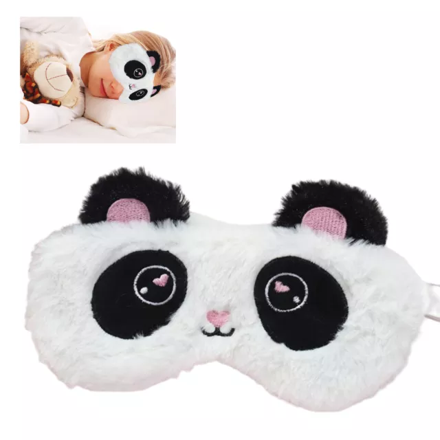 Travel Soft Funny Cute Cartoon Sleep Eye Cover 3D Plush Owl Panda Kids Adults