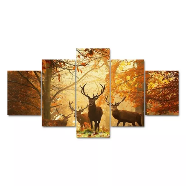 5 Pieces Unframed Deer Landscape Art Canvas Prints Wall Pictures Modern Painting