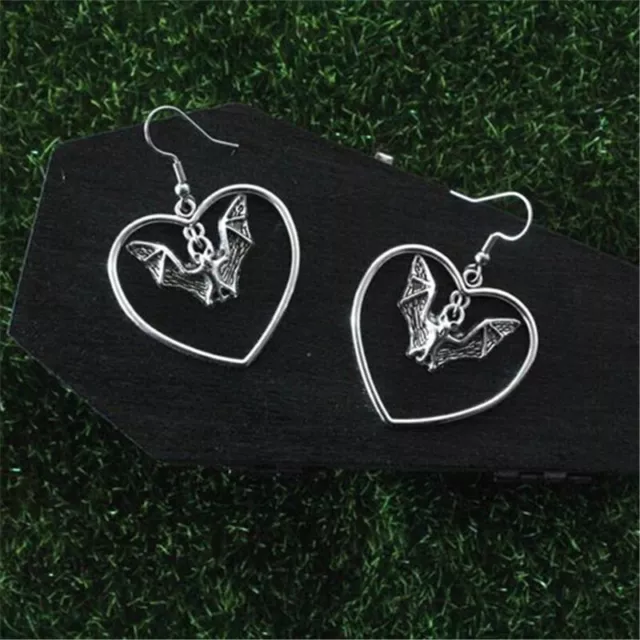 Fashion Heart Bat Halloween Earrings Women Drop Dangle Party Gothic Jewelry Gift