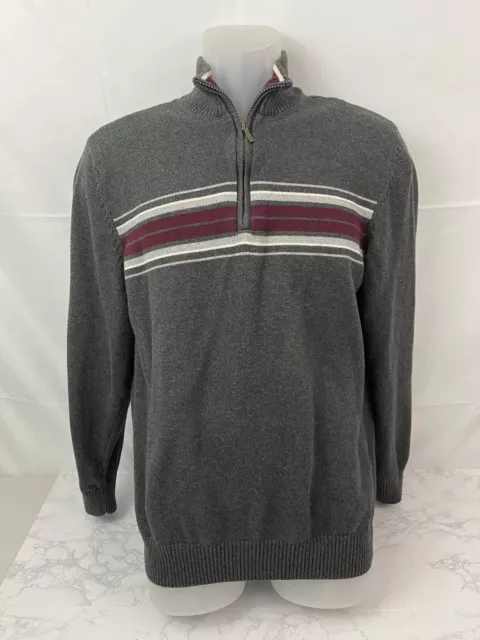 Sun River Clothing Co Long Sleeve 1/4 Zip Sweater Mens M Gray Knit Collar A