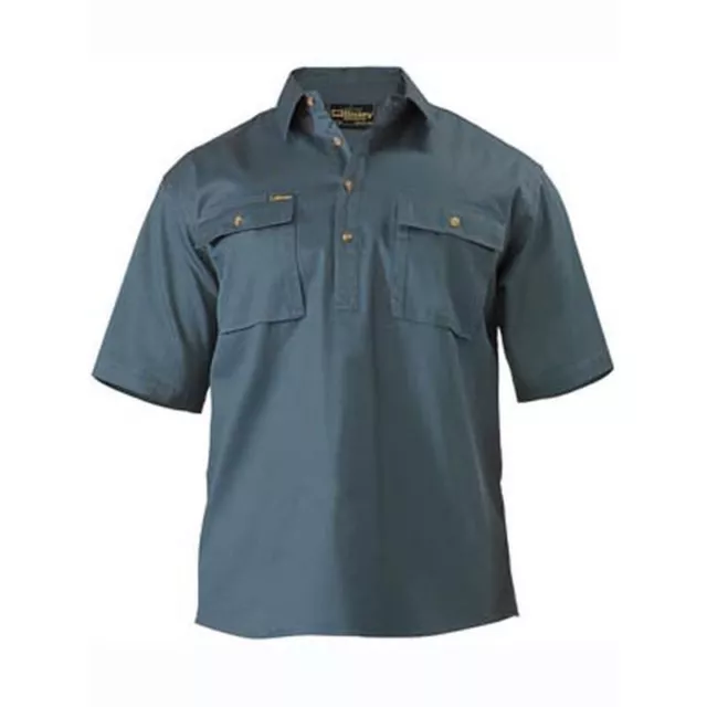 5 x SHIRTS BISLEY WORKWEAR - Closed Front Drill Work Shirt -Short Sleeve BSC1433 2