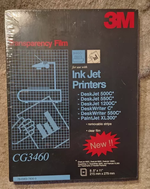 3M Clear TRANSPARENCY FILM - Ink Jet Printers (Brand New | NIB | Sealed) CG3460