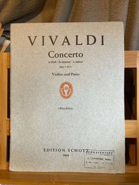 Vivaldi Concerto pour violon et piano en la mineur opus 3 n°6 partition Schott