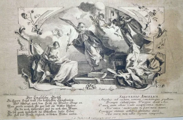 Radierung, Englischer Gruß, J.E. Holzer/J.C. Steinberger, ~1735, Mick 20