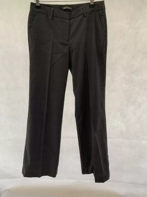 trousers oasis size 8 L30” grey check wool blend wide leg smart womens