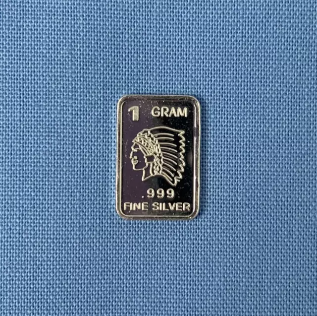 🪙 Pure Silver Proof (.999) Fine Gem Bu 1 Gram Bar - Native American Profile 🪶