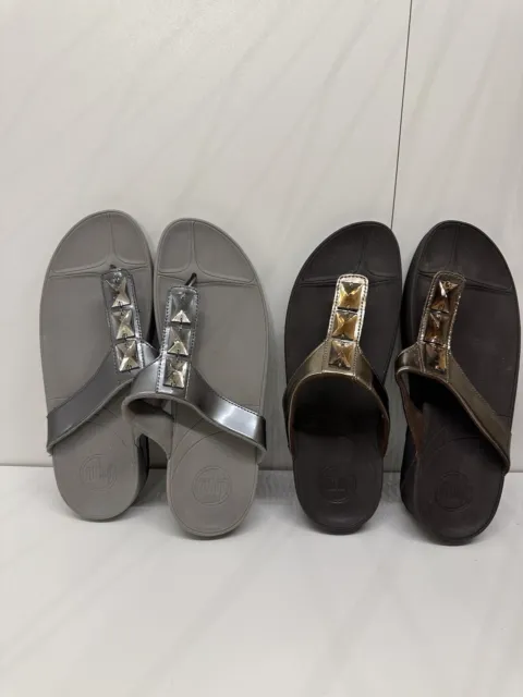 2 PAIR Fit Flop Walkstar  Jeweled Comfort Flip Flops Sandals  Wobble Board Sz10
