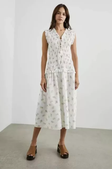 Brand New Rails Dion Floral Shirred Cotton Midi Dress - Amaryllis $268