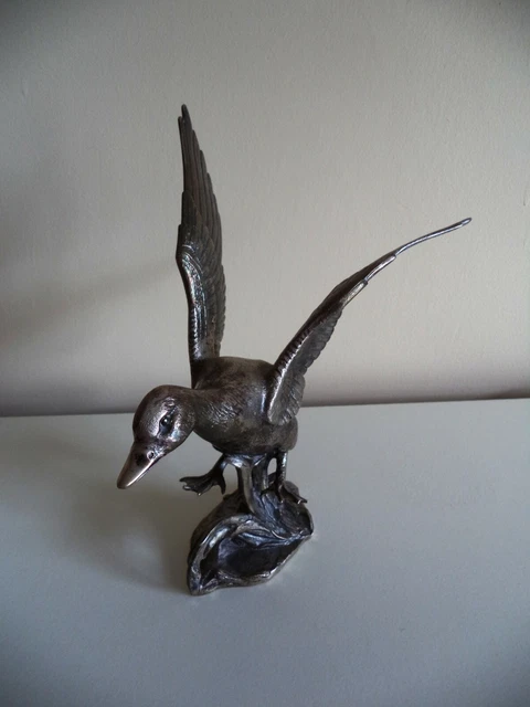 Scultura argento 800 animale anatra 548 gr. Miracoli e F. Milano Italy 21 cm