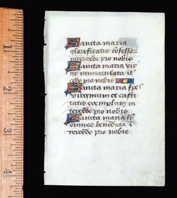 c. 1500 MEDIEVAL BOOK OF HOURS LEAF, FRANCE, ILLUMINATED MANUSCRIPT on VELLUM c. 1500 MEDIEVAL BOOK OF HOURS LEAF, FRANCE, ILLUMINATED MANUSCRIPT on VELLUM