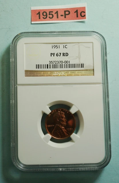 1951-P Lincoln ONE Cent NGC PF67 RD CAMEO Wheat Penny, RED PROOF,Blazer US COIN