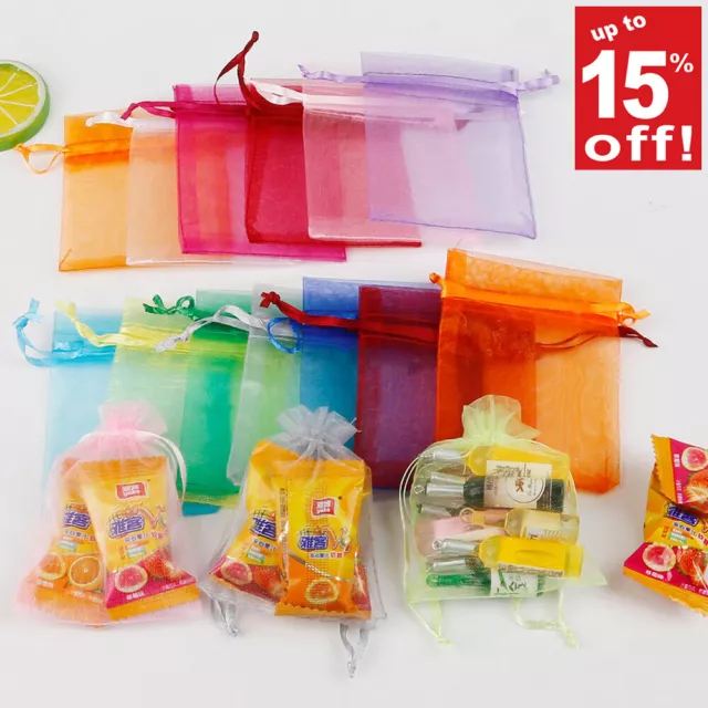 10-100Pcs Organza Gift Bags Wedding Party Favour Xmas Jewellery Candy Pouches UK