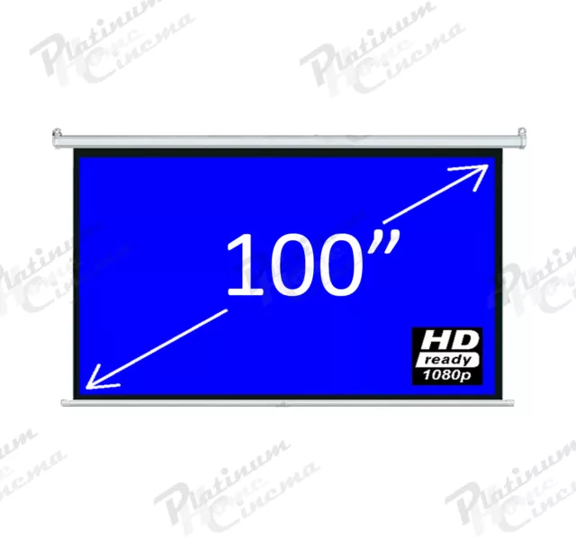 New 100" Electric HD Projection Screen projector home cinema 16:9 Matt Grey