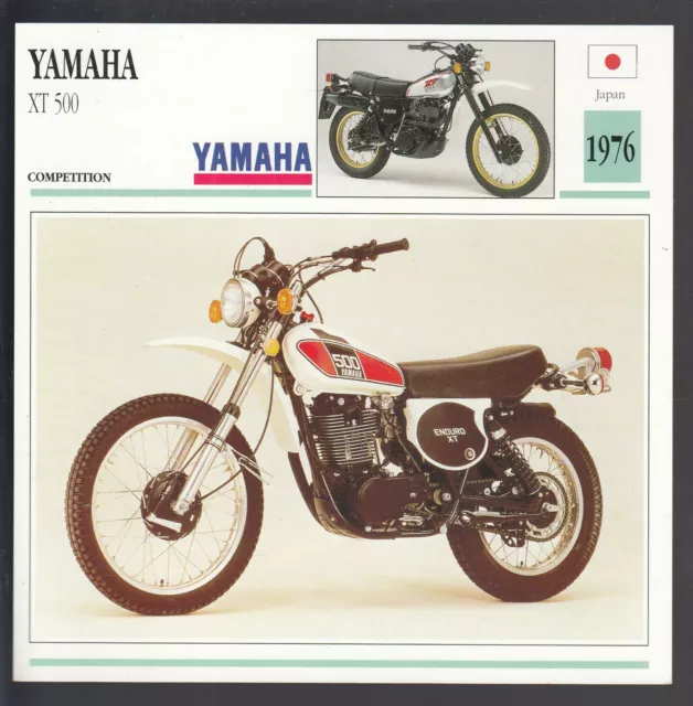 1976 Yamaha XT 500cc (499cc) Japan Bike Motorcycle Photo Spec Info Stat Card