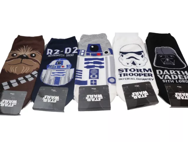 Men's Star Wars Ankle Socks Darth Vader,Stormtrooper,R2D2 3 PAIRS MADE IN KOREA 2