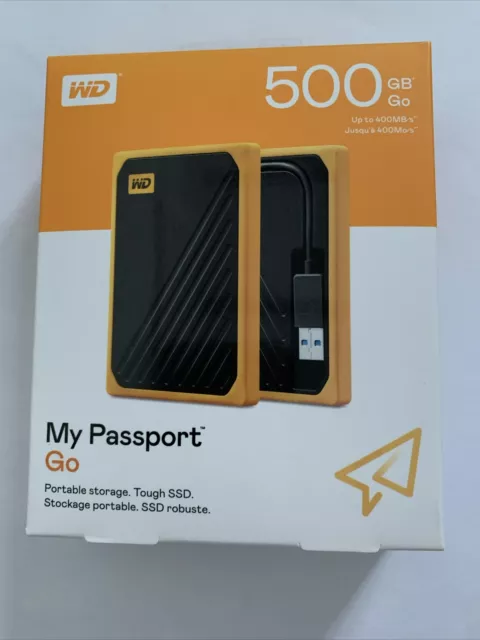Western Digital My Passport GO Portable SSD, 500GB, USB 3.0, Speeds up to 400 MB