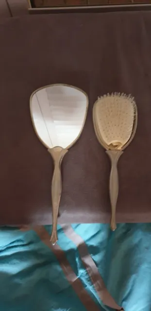 Vintage  Vanity Hand Mirror Hair Brush