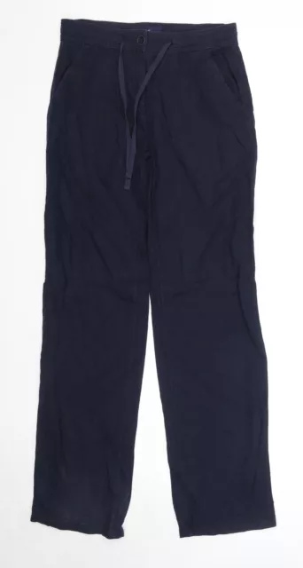 NEXT Womens Blue Linen Trousers Size 6 Regular Zip