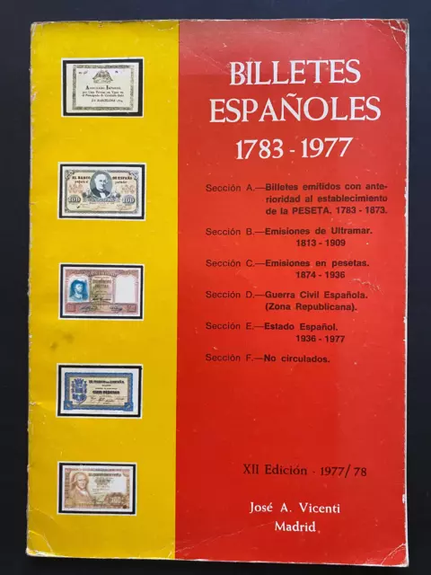MADRID 1977, BILLETES ESPANOLES 1783-1977, Jose A. Vicenti, 96pgs