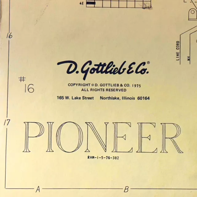 Gottlieb Pioneer Pinball Machine Game Manual Schematics ORIGINAL