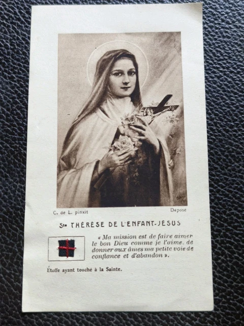 Rare Reliquaire Tissu Sainte Thérèse Étoffe Ayant Touché À La Sainte