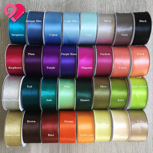 1.5" Bridal Satin Ribbon Glitter Metallic Taffeta Gift Trim Bulk 38mm 1-25 yards 2