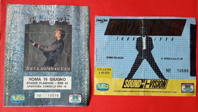 DAVID BOWIE 2 Biglietti Concerti Anni 80/90 Glass Spider Tour