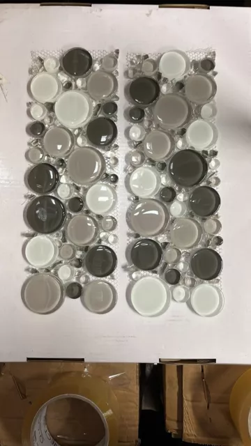 Grey,Beige  Glass Mosaic Border Tiles 300 x 100mm