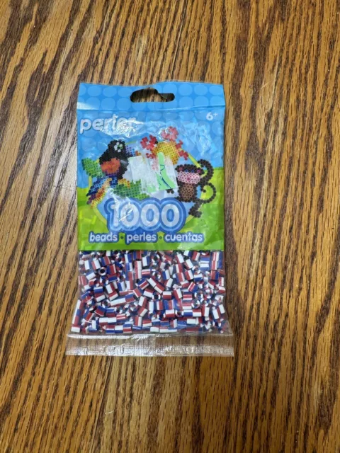 Perler Red White Blue Iron on Fuse beads 1000 NEW
